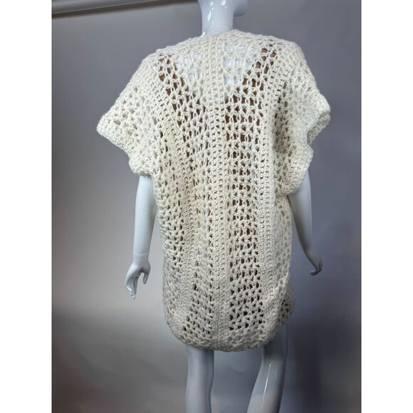 Handmade Crochet Vintage Vest  OS Cream  Crochet Polyester Blend - Picture 10 of 16